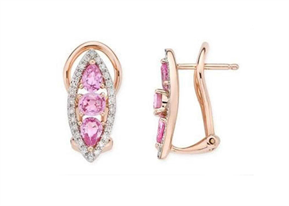 Rose Gold Plated CZ Studded Gemstone Omega Earring